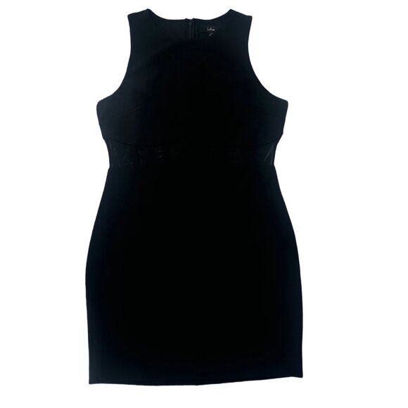 NWT Lulu’s Black Bodycon Mini Dress Sheer Mesh Waist Black Size Medium - Picture 5 of 8